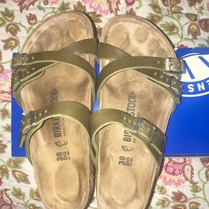 Birkenstock Franca Olive green oiled leather sandals